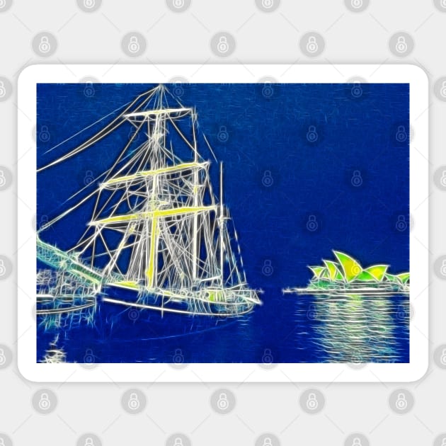 Two Tall Ships in Sydney Harbour Sticker by vadim19